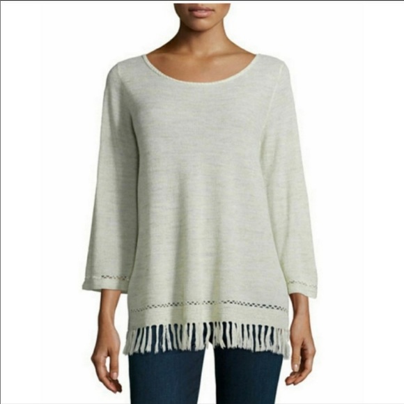 Joie Annalie Wool Linen Blend Fringed Sweater - Picture 12 of 12